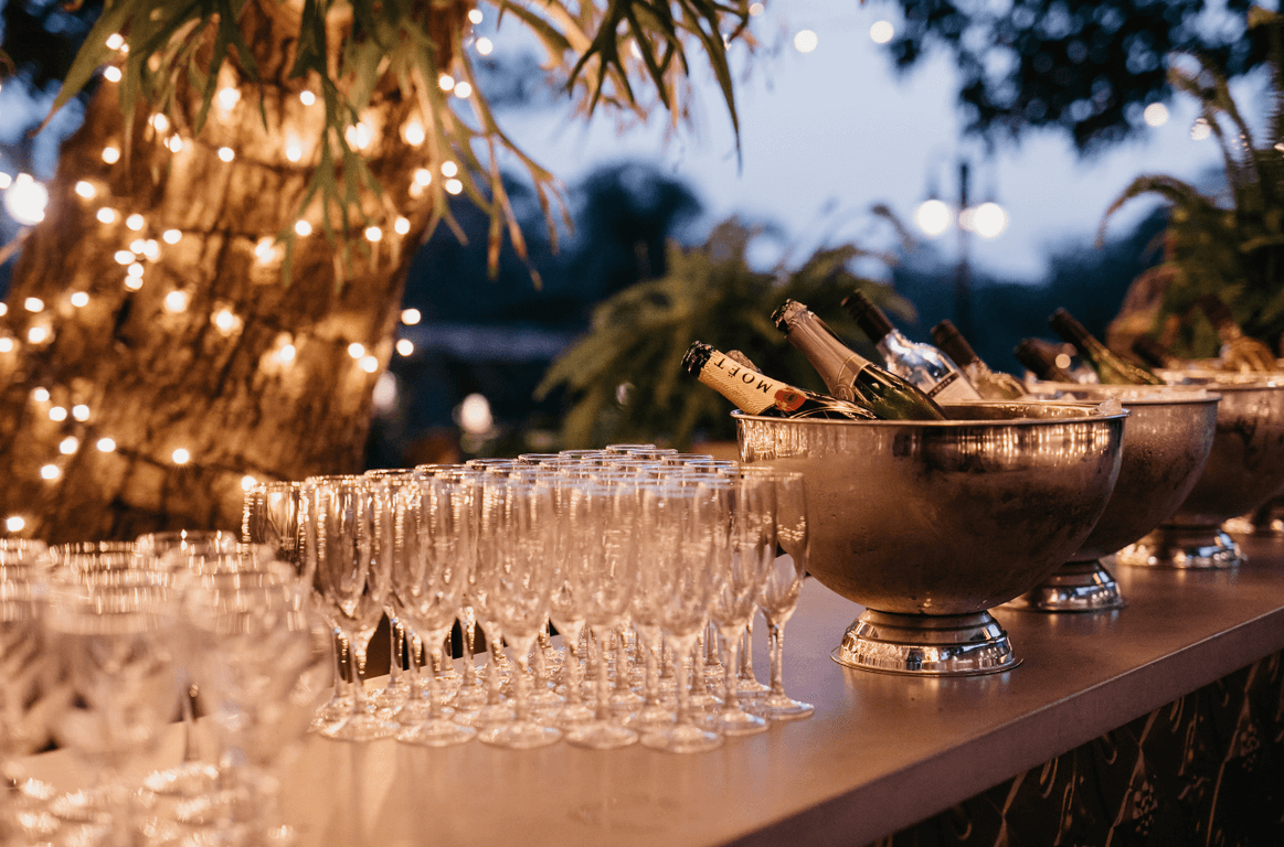 Champagne drinks package setup for a Birthday party venue near me