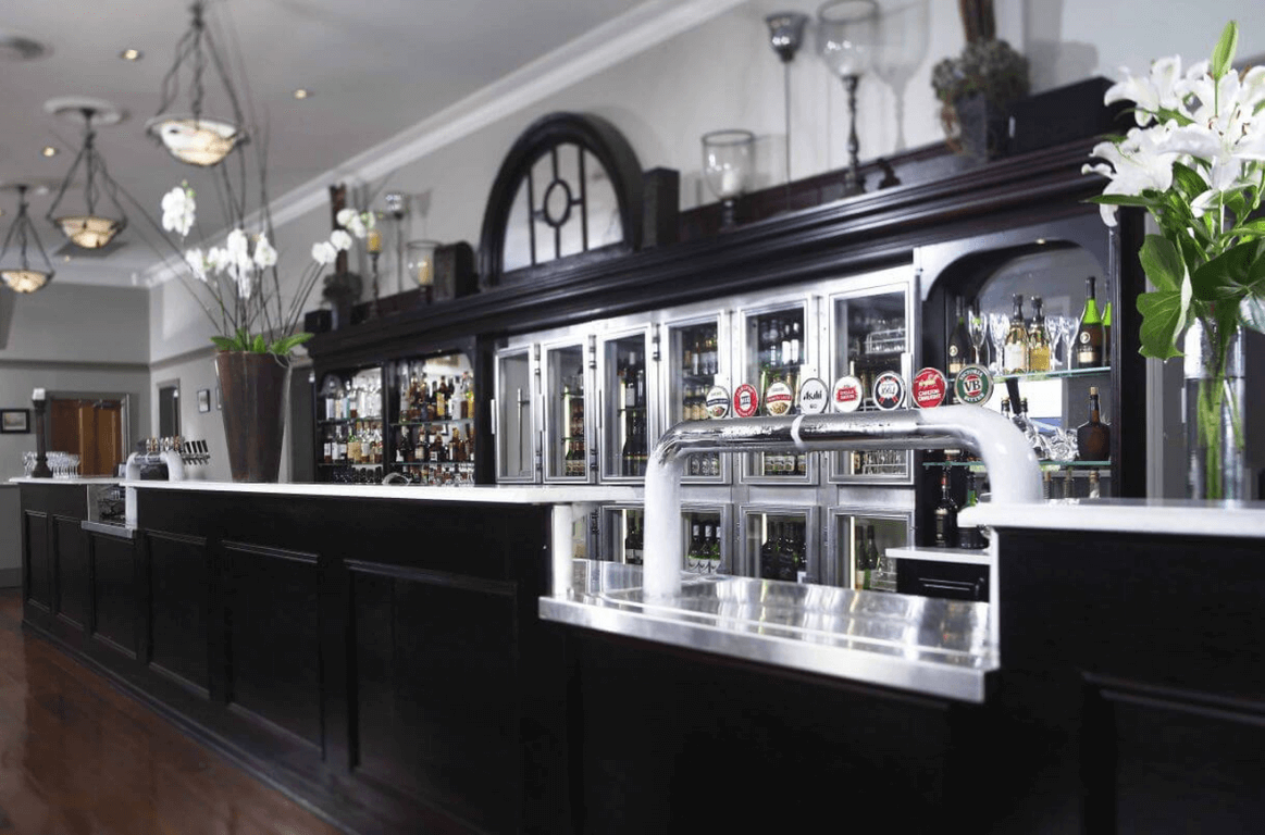 Victorian Longbar vintage wedding reception space at Hillstone St Lucia, Brisbane.