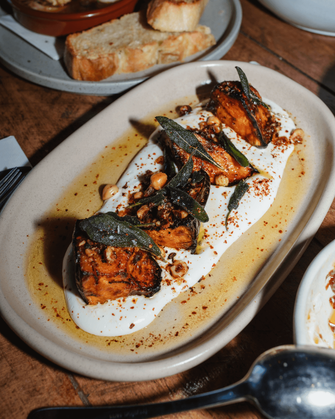 Pumpkin dish at a restaurant and wine bar in Brisbane