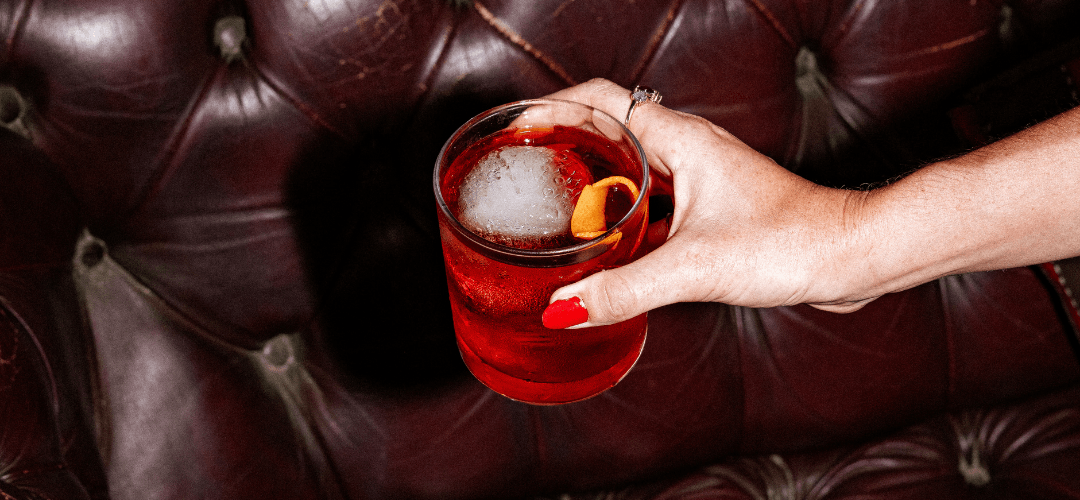 Negroni cocktail served at Hundred Acre Bar in St Lucia, Brisbane.