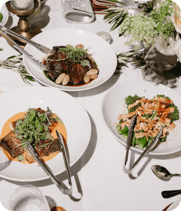 Food on a table at a private event venue in Brisbane