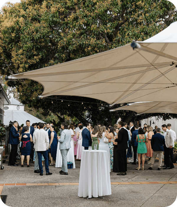People gathered outside at a private events and functions venue in Brisbane