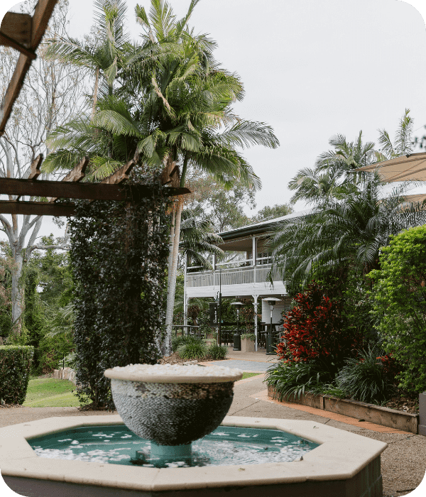 Fountain and building at a wake venue in Brisbane